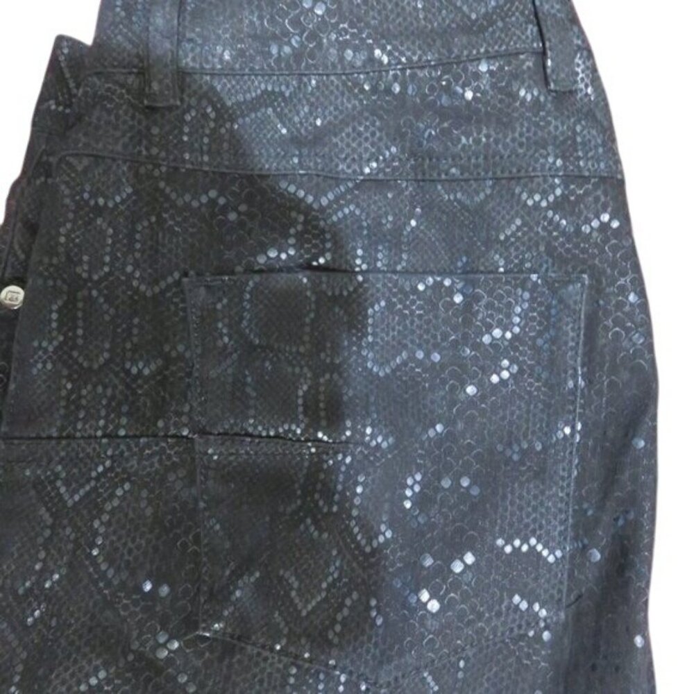 Escada black with silver snake pattern jeans Size 42 US size12 inseam 26 - Picture 3 of 8